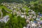 Peaceful aerial scenery of villages in Zermatt valley, Switzerland