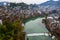 Peaceful aerial view of Fenghuang ancient town in China