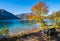 Peaceful Autumn Alps mountain lake Offensee lake, Salzkammergut, Upper Austria