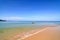 Peaceful beach with boat