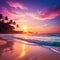 peaceful beach scene with gentle and colorful sunset captured with using