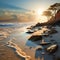 a peaceful coastal landscape highlighting the simplicity of summer sand trending on artstation