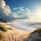 a peaceful coastal landscape highlighting the simplicity of summer sand trending on artstation