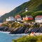 A peaceful coastal village with quaint houses and a lighthouse4, Generative AI
