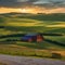 A peaceful countryside with rolling hills and a rustic farmhouse3, Generative AI