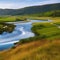 A peaceful countryside with a winding river and rolling hills5, Generative AI