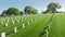 Peaceful funeral concept, Aerial Los Angeles National Cemetery California USA 4K