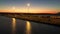 A peaceful harbor or port during sunset view, with road lights and sea water. The harbor is located in Kyllini, near Zakynthos isl