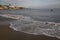 Peaceful horizontal landscape of a Pacific Ocean beach sand and