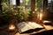 Peaceful interior with an open Bible, embracing the morning light