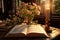 Peaceful interior with an open Bible, embracing the morning light