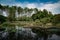 peaceful lake view of wuhan botanical garden in china