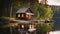 A peaceful lakeside cabin in the woods