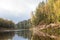 Peaceful landscape with Gauja river and white sandstone outcrops