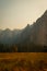 Peaceful landscape Yosemite Valley, vertical image with copy space