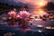 Peaceful lotus on sunset kissed water, a Zen moment in natures embrace