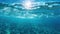 Peaceful marine landscape with bright sunlight shining through clear blue water. Abstract marine background. Generative AI