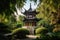peaceful meditation in the tranquil garden of a chinese pagoda