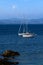 Peaceful mediterranean sea Journey: Sailing Ship Resting in the Bay