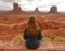 Peaceful moment in Monument Valley while meditating