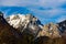 Peaceful mountain view of Hochschwab mountains Tragos, Oberort in Austria Styria. Tourist destination lake Gruner See in