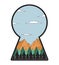 Peaceful mountains in keyhole shape 2D linear illustration concept