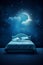 A Peaceful Night s Rest in a Starry Bedroom, starry night, blue, peaceful dream concept