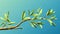 Peaceful olive branch on vibrant green background, perfect for nature inspired designs and concepts