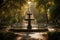 Peaceful Park With Fountain. Generative AI