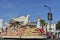 Peaceful pigeon, Queen Award float in the famous Rose Parade