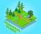 Peaceful place concept banner, isometric style