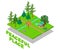Peaceful place concept banner, isometric style