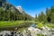 Peaceful pond in Cascade Canyon trail in Grand Teton National Park Wyoming