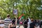 Peaceful protest at Grand army Plaza. Protesters holding signs