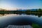 Peaceful scene of beautiful autumn mountain landscape with lake.