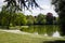 Peaceful scene by the lake at Claremont Gardens, Surrey