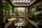 peaceful serenity of indoor garden, with water features and natural light