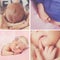 Peaceful sleep of a newborn baby,a collage of four pictures