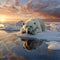 Peaceful Slumber: A Majestic Polar Bear Resting on an Arctic Ice Floe