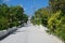 Peaceful street church Rangiroa French Polynesia