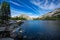 Peaceful Tenaya Lake with blue water and perfect sky at Yosemite National Park, California, USA