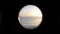 Peaceful view through porthole of a sailing vessel in calm seas at sunset