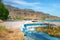 The peaceful village of Kato Zakros at the eastern part of the island of Crete with beach and tamarisks, Greece.