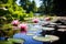 peaceful water lilies in a secluded pond