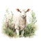 Peaceful Watercolor Sheep Grazing Amidst Fragrant Rosemary and Thyme AI Generated