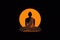 Peaceful Zen Meditation: Orange Buddha on Black.