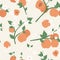 Peach or apricot fruit seamless pattern design set, summer peachy trendy botany texture