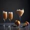 Peach bellini champagne cocktail, food photography, generative AI