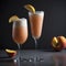 Peach bellini champagne cocktail, food photography, generative AI