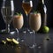 Peach bellini champagne cocktail, food photography, generative AI